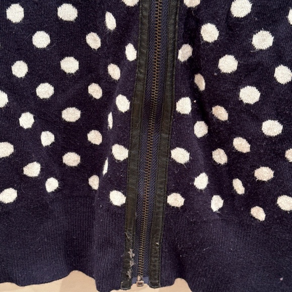 Anne Taylor black and white polka dot zipper cardigan, size S - Picture 5 of 11